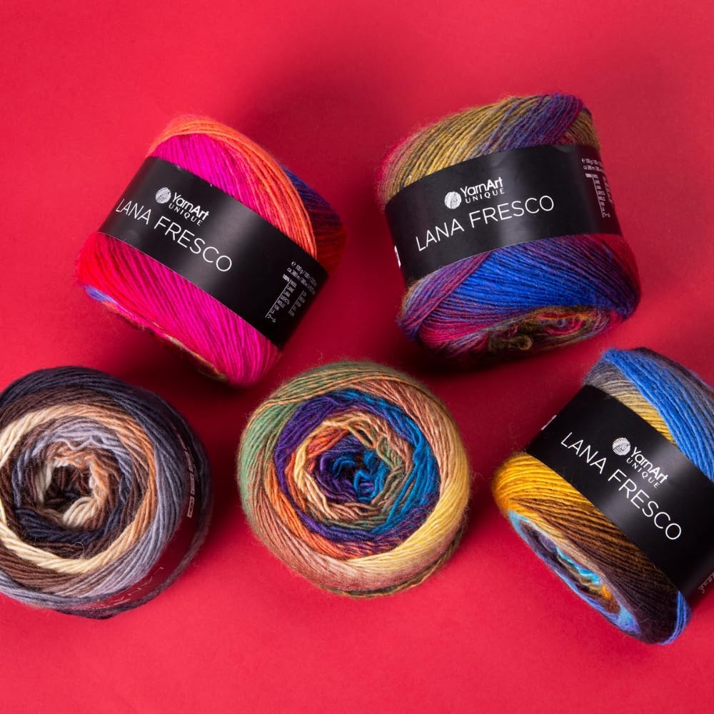 YarnArt Lana Fresco 100% Wool Yarn – Fine/Sport Weight (#2) – 3.52 oz (100g) / 415 yds (380m) per Ball – Soft Natural Fiber Knitting & Crochet Yarn for Sweaters, Shawls, Garments (2, 8102)