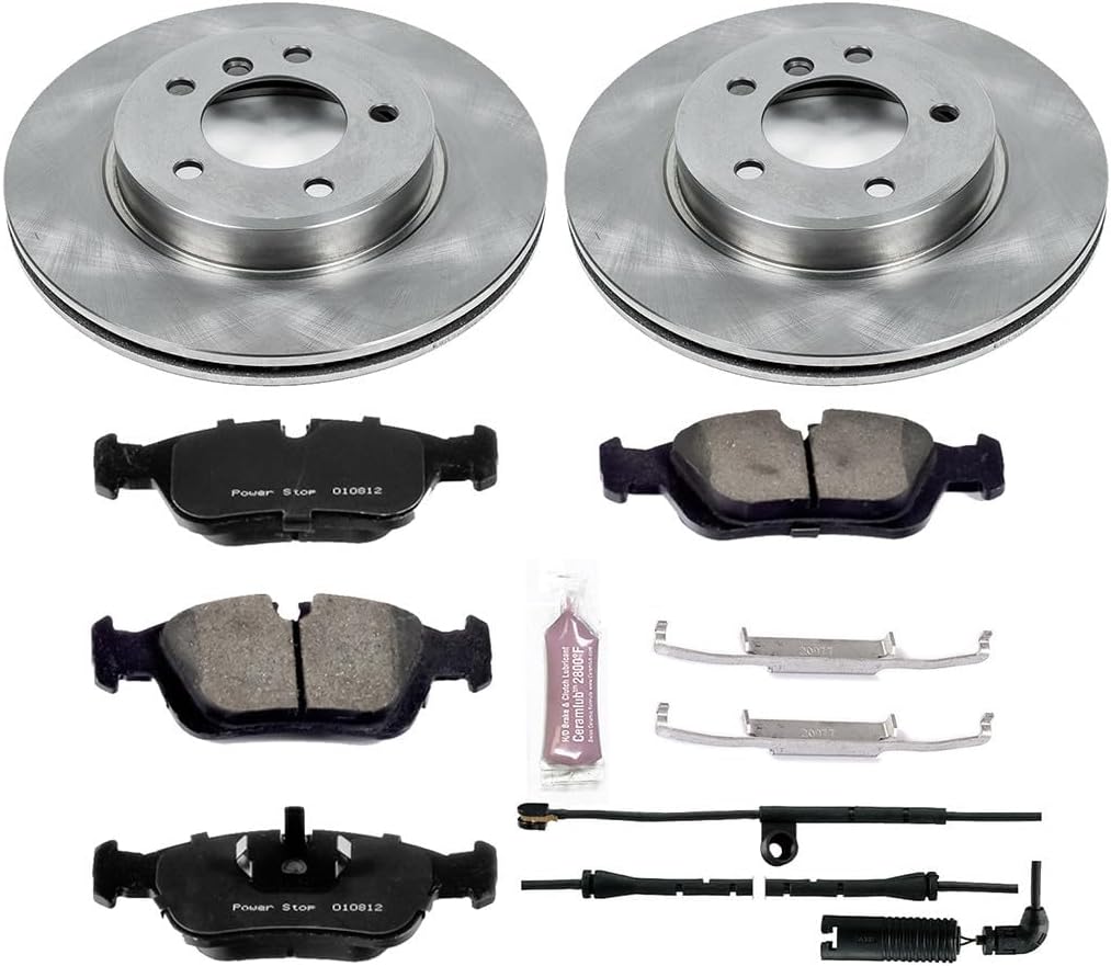 PowerStop Front Brake Kit For BMW 323Ci 2000 |323i 2000 |325Ci 2001-06 |325i 2001-05 |328Ci 2000 |BMW 328i 1999-00 - Disc Rotors & Ceramic Brake Pads Replacement, KOE869