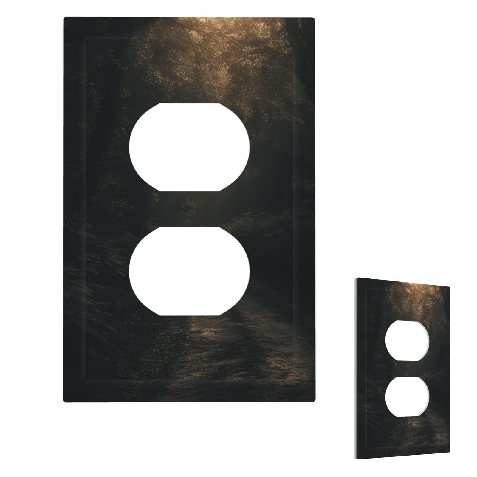 Lane in Dark Wall Plate Cover Duplex, Modern Decorative Light Switch Cover Unbreakable Receptacle Outlet Covers for Living Room Bedroom Decor