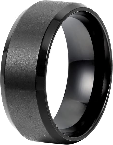Flongo 8mm Stainless Steel Ring for Men