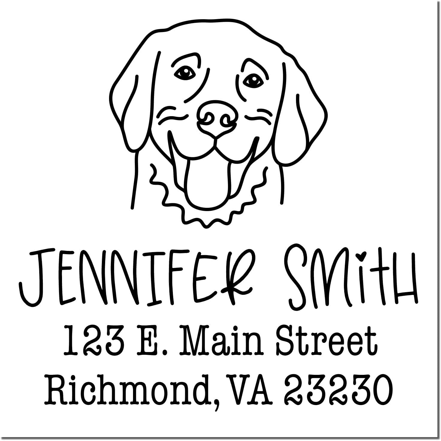 Golden Retriever Custom Return Address Stamps for Letters & Packages, Handcrafted Square PSI Modern Self-Inking Stamper, Personalized Dog Lover Mail Label Rubber Stamp for Home & Office, 1-5/8