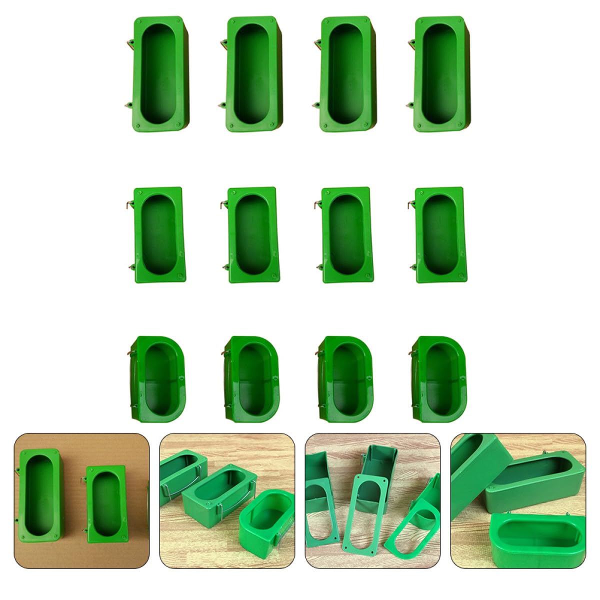 Mangeoires à Oiseaux Faciles à Nettoyer et Remplir Lot de 12 en Plastique Vert pour Perruches et Petits Oiseaux en Cage