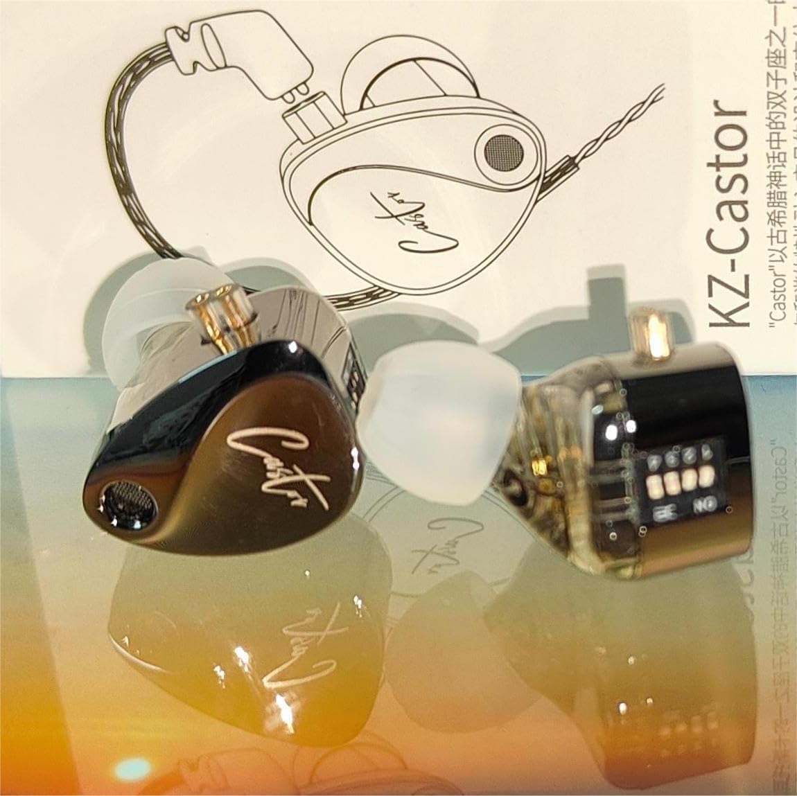 keephifi KZ Castor KZ in Ear Monitor KZ ecouteurs Filaire Intra-Auriculaires HiFi 2DD IEM,Cible Harman avec Basses améliorées, 4 commutateurs de réglage, câble détachable 2 Broches(Super Bass)