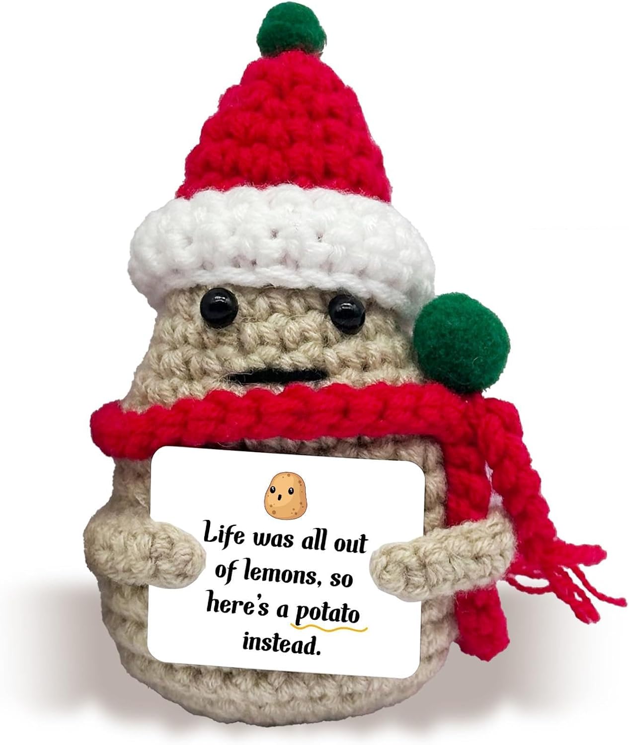 Christmas Crochet Potato Gifts, Positive Cute Encouragement Crochet Gifts for Friends, Inspirational Potato with Encouragement Card, Handwoven Knitting Doll for Christmas -C13