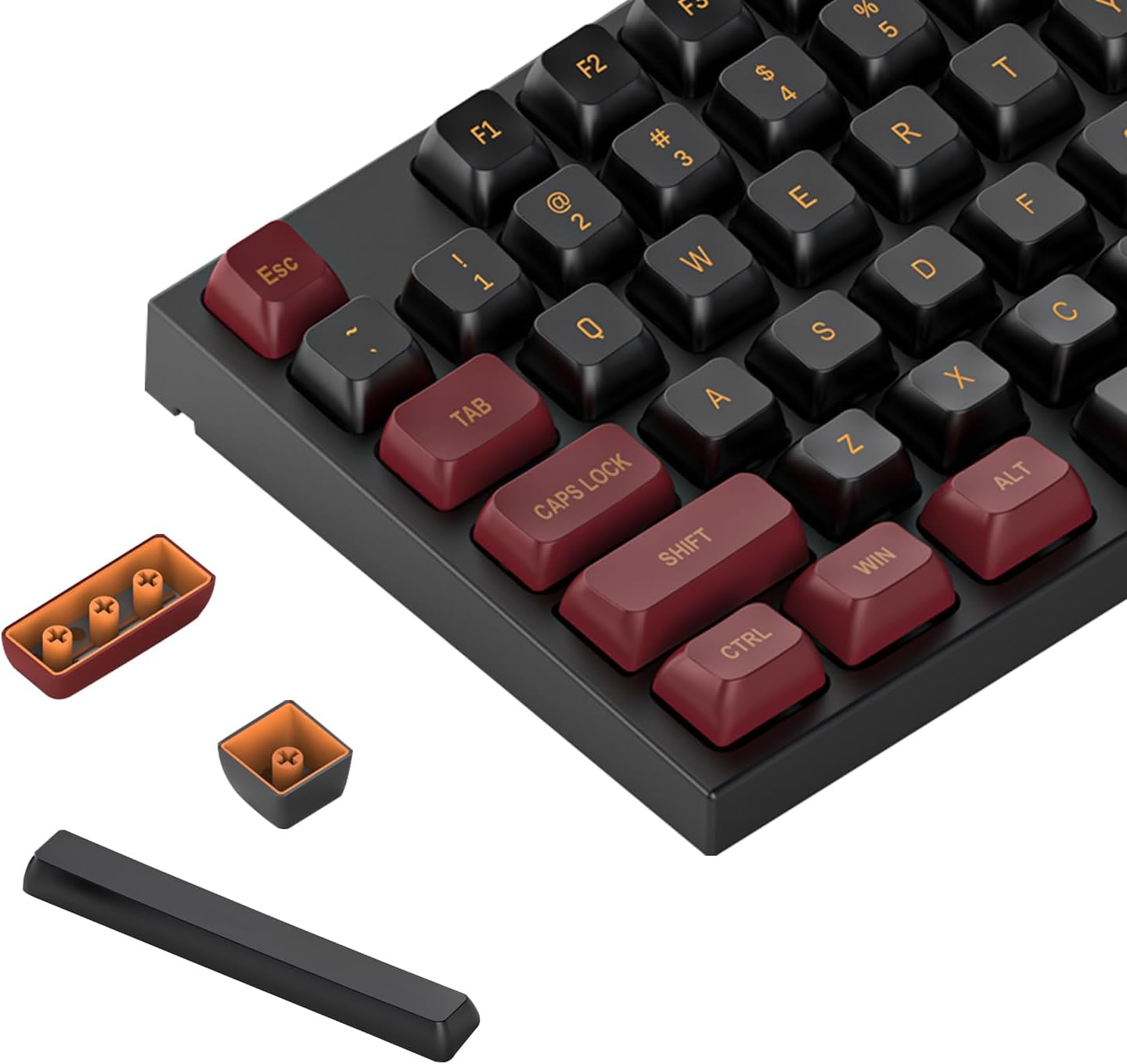 CSA Profile Keycaps Double Shot PBT, Red Black Keycaps Set 150 Keys for MX Switches Mechanical Keyboard, with 6.25U/7U Spacebar