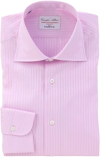 送料無料 新品 送料無料 定番 Yシャツ ワイシャツ 男性 高級 日本 おしゃれ ネクタイ おすすめ ブランド メンズ 日本製 結婚式 ドレスシャツ綿100 スリム ワイドカラー 無地 ドビーストライプ 白 アルビニ社生地使用 イタリア Fairfax フェアファクス ワイシャツ