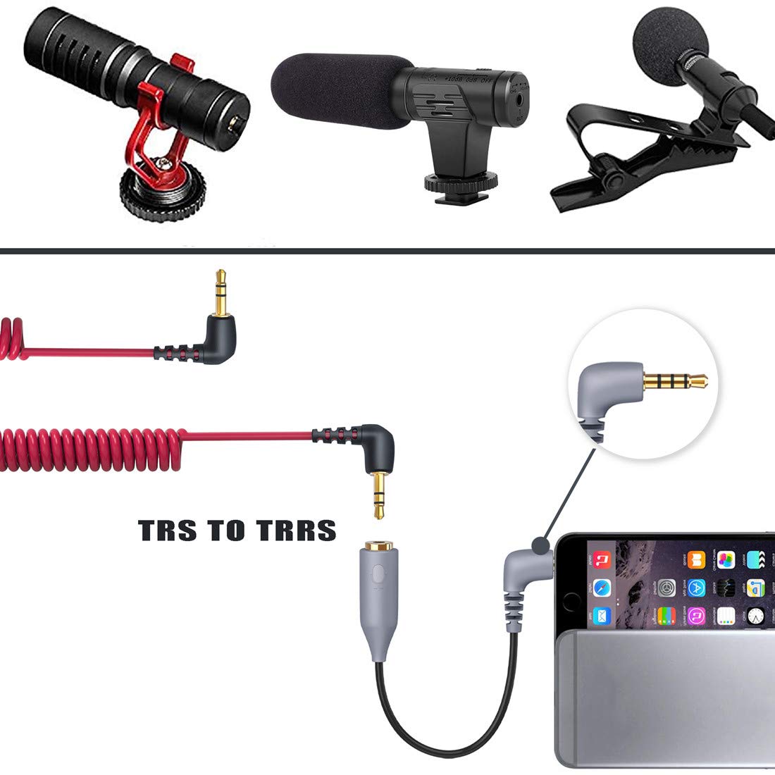 Amazon.co.jp: TRS TRRS 変換 RODE用 SC4 マイクケーブル パッチ