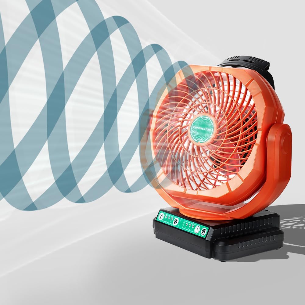 Cordless Oscillating Fan Compatible with BLACK+DECKER 20V Battery, High Velocity Job Site Fan with 3-Stage Timer, Portable Air Circulation for Workshop, Garage, Camping (Battery Not Included)
