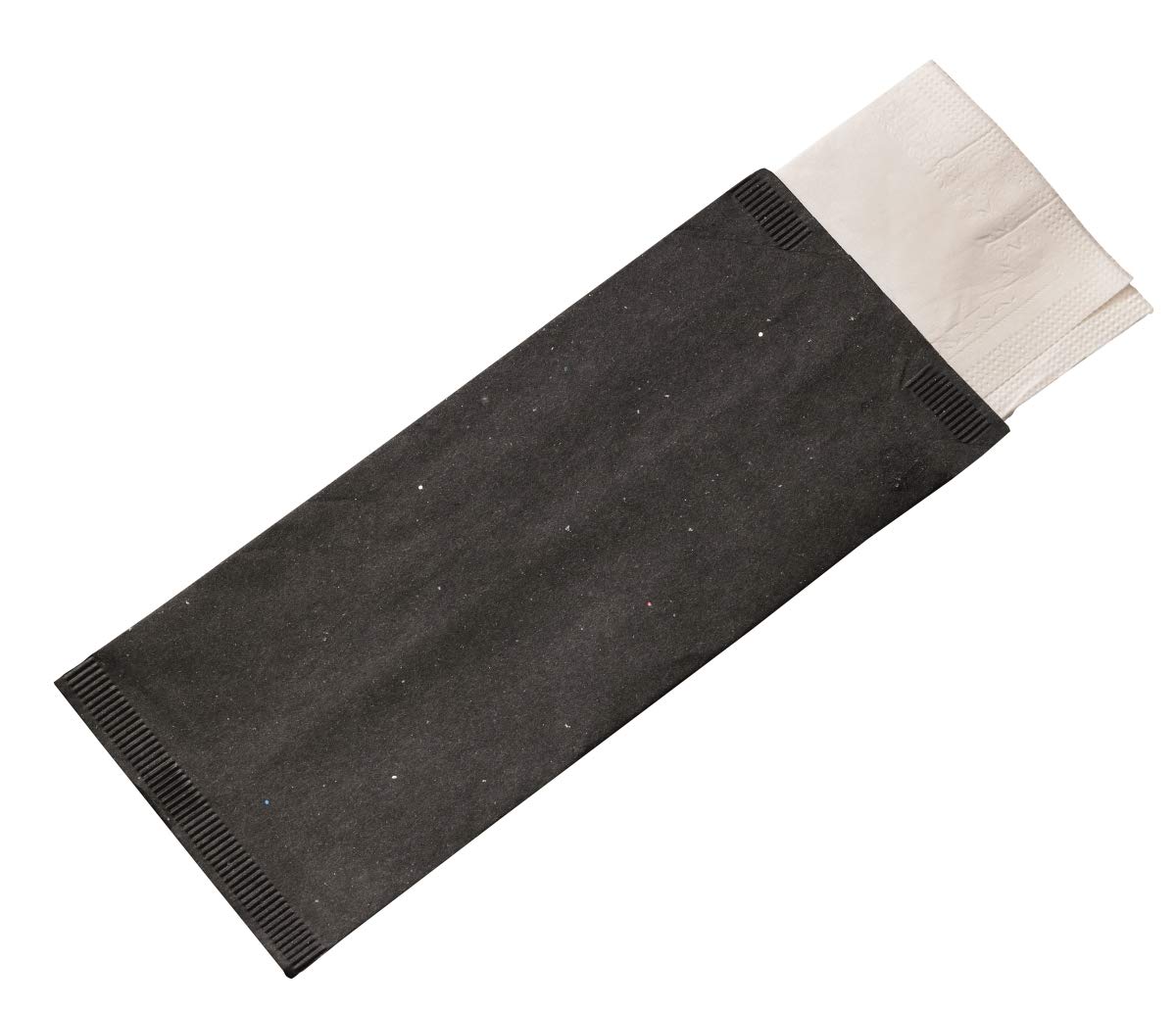 4.3 x 10 in. Cutlery Paper Bag with White Napkin, Black