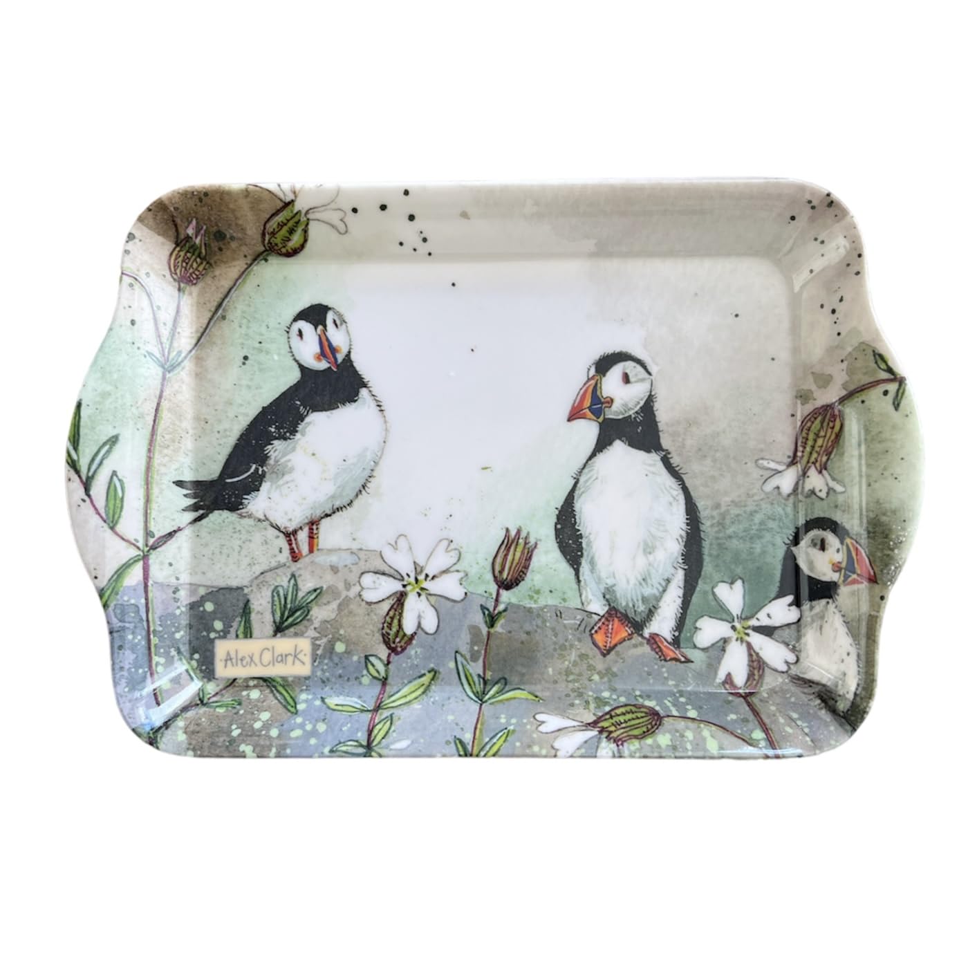 ALEX CLARK Puffins Small Tray - perfect for biscuits, cake, tea and food tray/indoor and garden outdoor use/kitchen/British coastlines/gifts/seaside