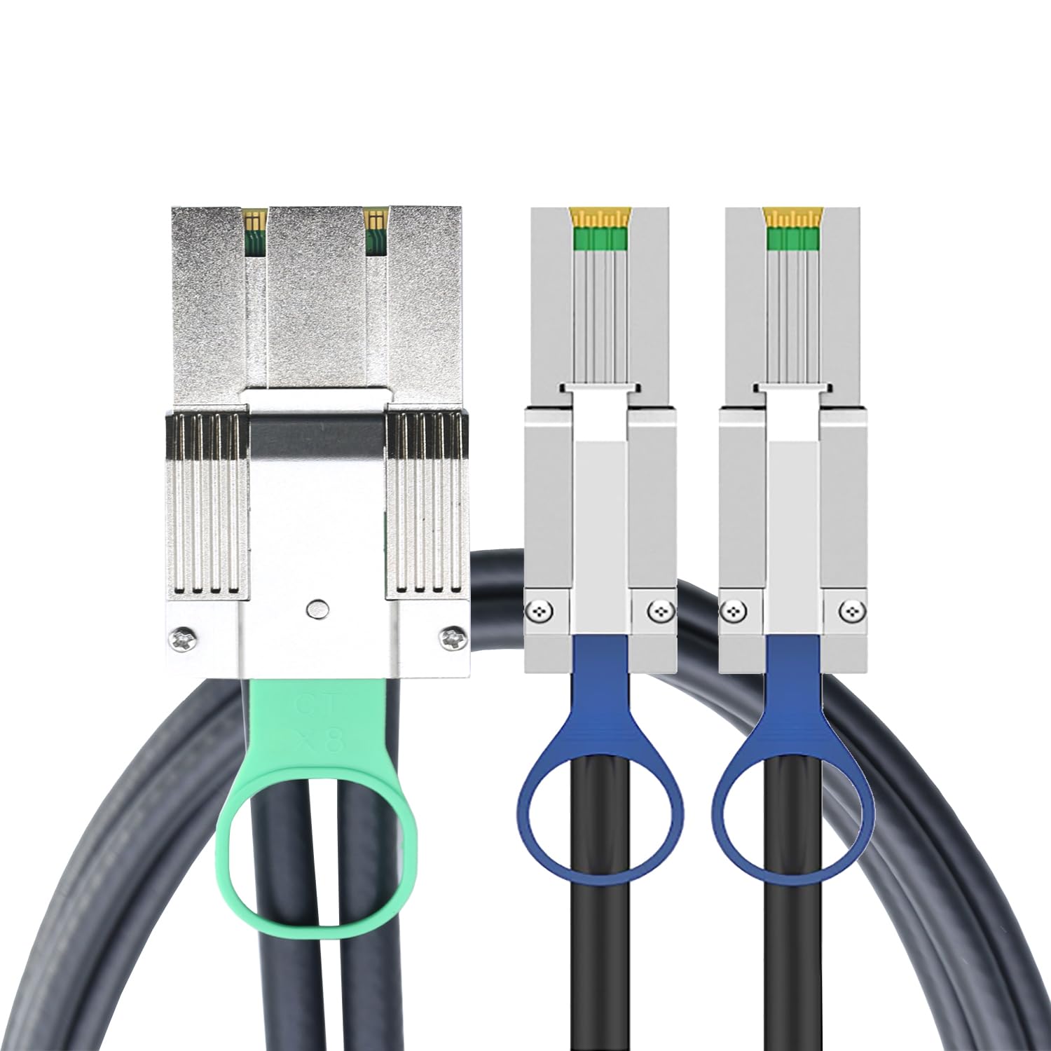 Câble d'assemblages actifs en alliage de zinc Dual Express iPass Mini SAS HD SFF-8088 8 x 68P haute vitesse I/O mâle vers 2 x SFF-8088 26P mâles
