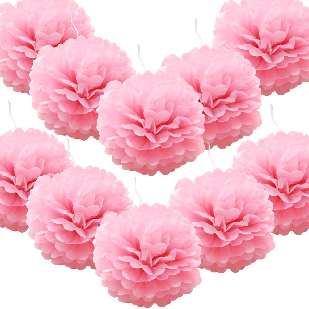 Time to Sparkle 10 Pack Tissue Paper Pompoms Pom Poms Flower Handmade Wedding Party Decorations Balls | Pink, 20"(50cm) | — image 1