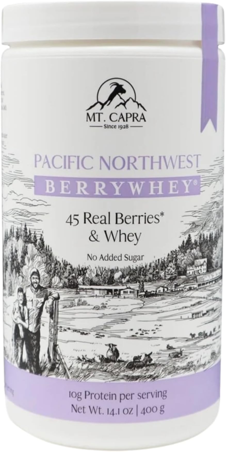 Mt. Capra Pacific Northwest BerryWhey | Non-GMO Meal Replacement Shake High in Antioxidants with Locally Grown Blueberries, Aronia Berry, and Goat Whey Protein | 10 Servings - 14.1 oz