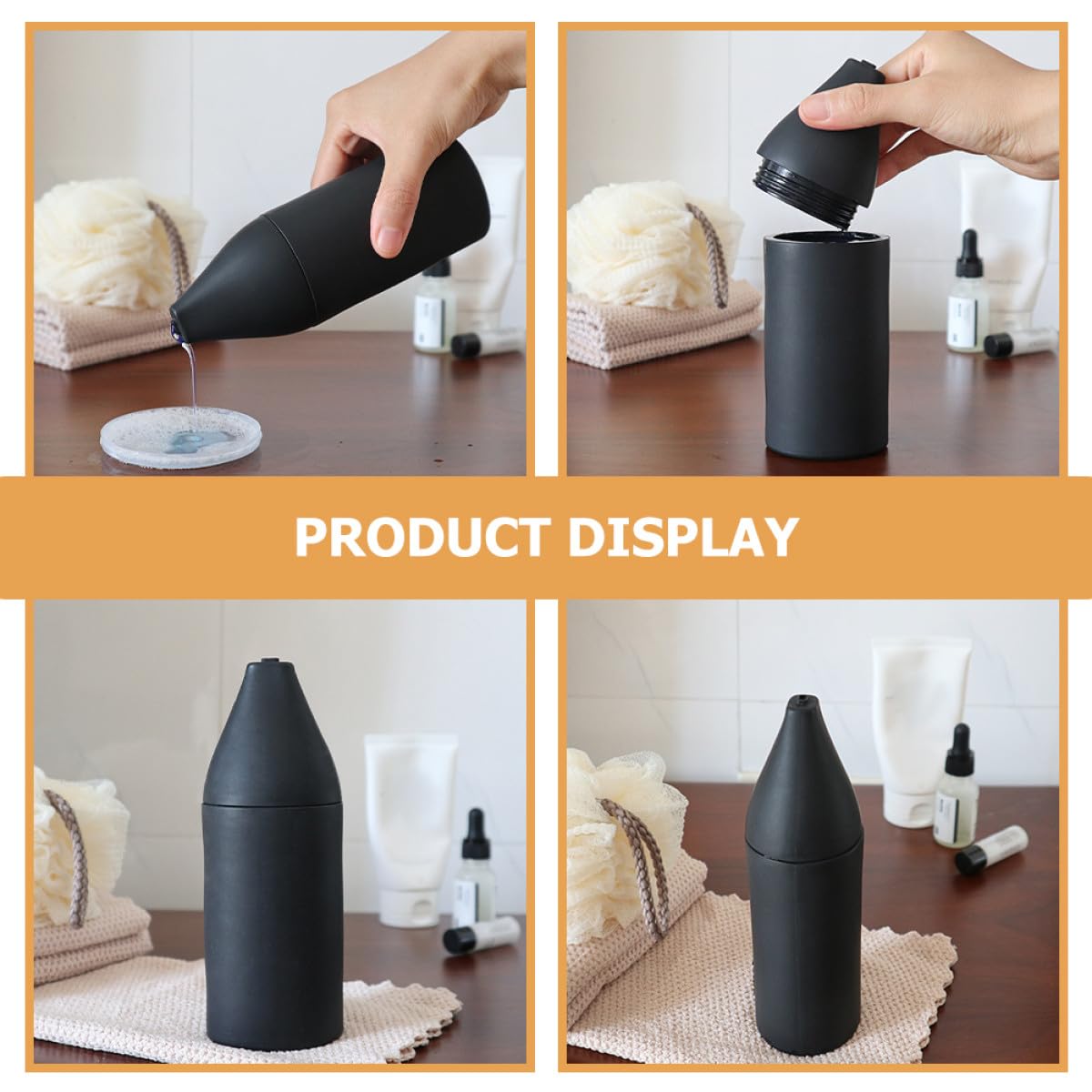 ifundom Dispenser per Sapone a Pressione in Silicone Alimentare, Bottiglia Comprimibile Portatile da Viaggio, Flacone Erogatore di Lozione per Cucina e Bagno, Contenitore Ricaricabile