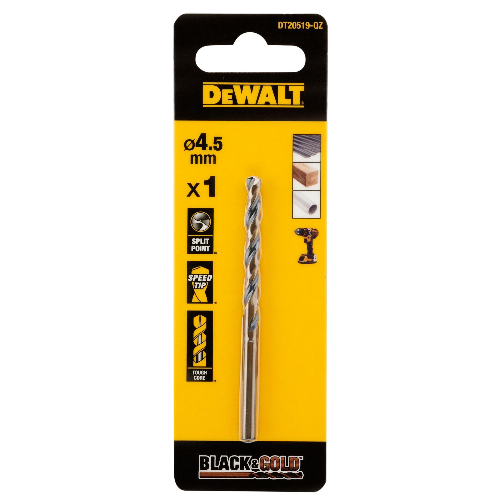 Dewalt Black&Gold Hss Drill Bit 4.5Mm