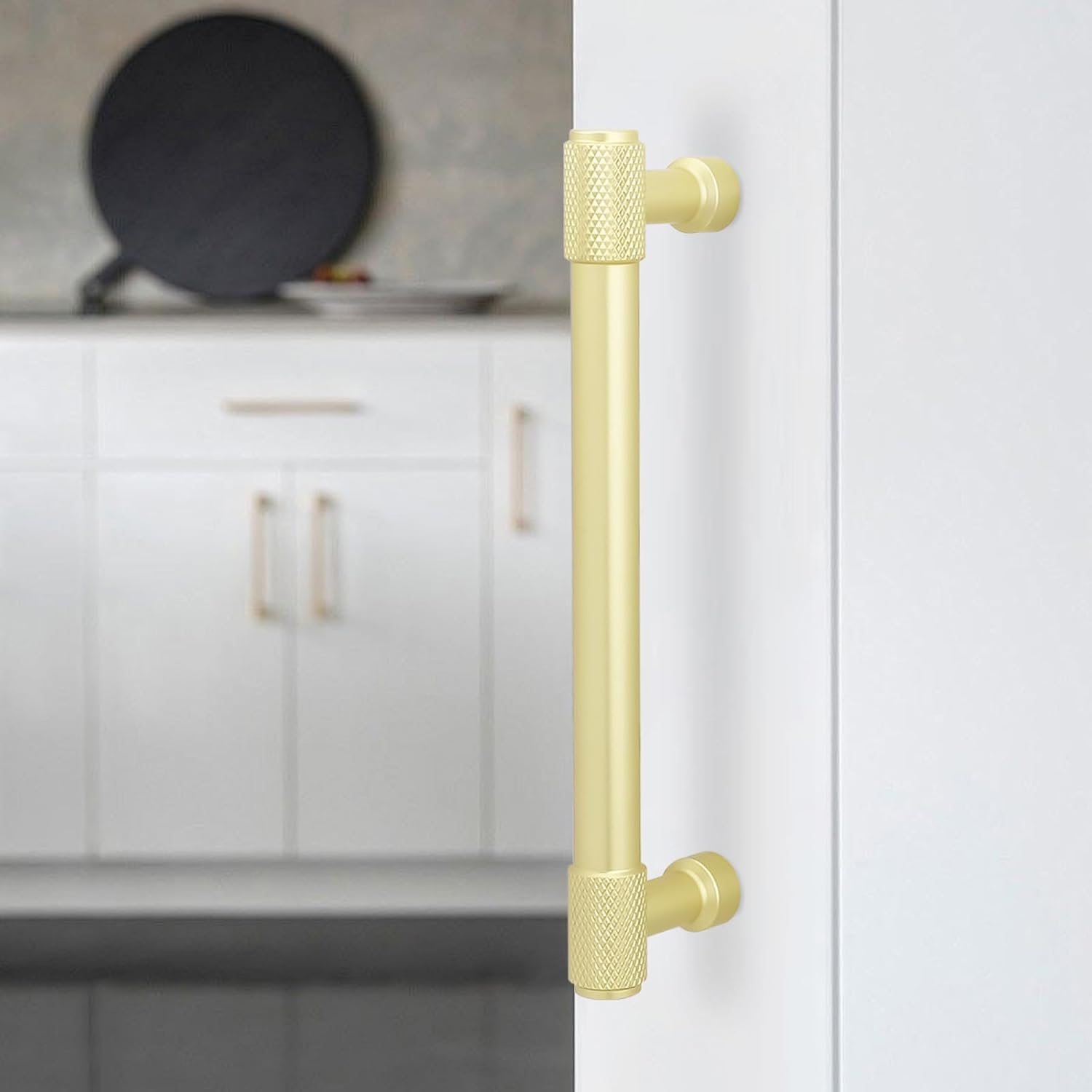 10 Pack 5Inch(128mm) Kitchen Cabinet Handles Brushed Gold Knurled Cabinet Pulls Gold Drawer Pulls Kitchen Hardware