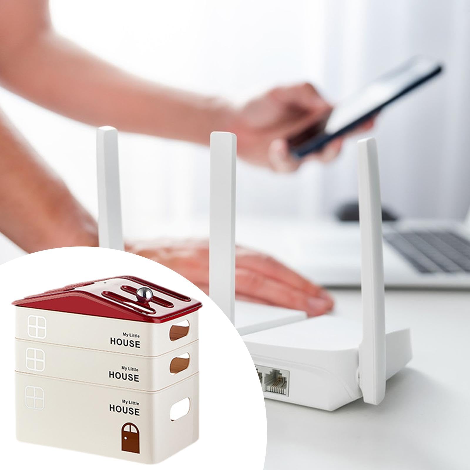 Generic Scatola Porta Router Organizzatore Cavi Gestione Scrivania Scatola Copri Router Multifunzione Materiale PP Resistente con Design Ventilato Adatta per, Tre Strati