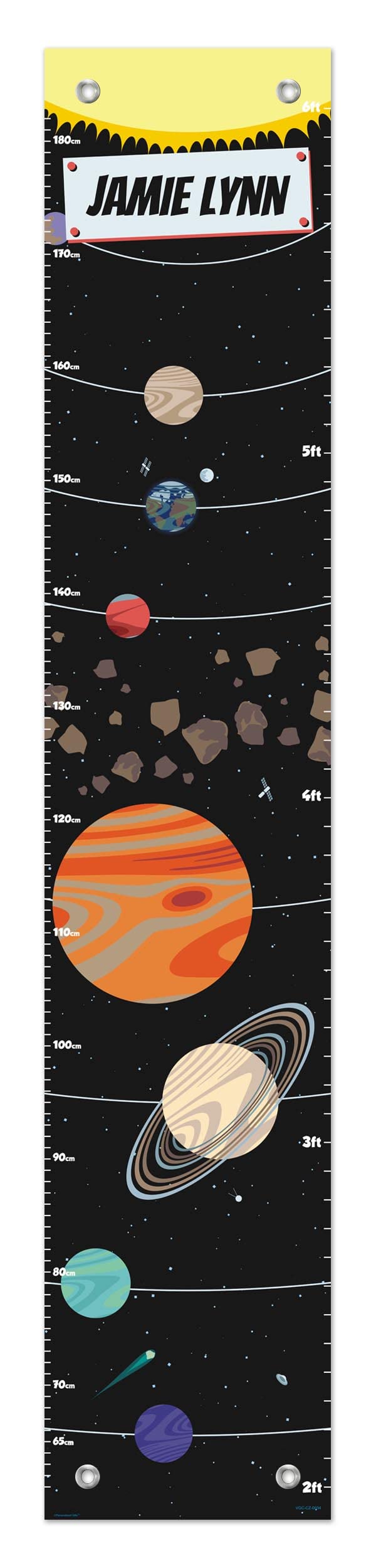 Personalized Childrens Bedroom Decor Solar System Space Theme Growth Chart for Kids Room Growth Chart
