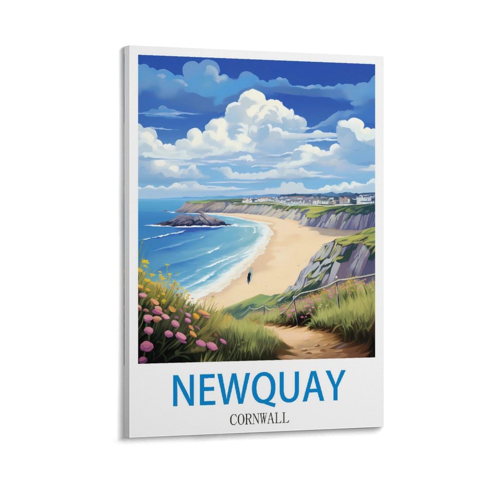 Fzyuen Frame-Style Newquay Cornwall Vintage Travel Posters Surf 08X12inch(20X30cm) Canvas Wall Art Prints For Wall Decor Room Decor Bedroom Decor