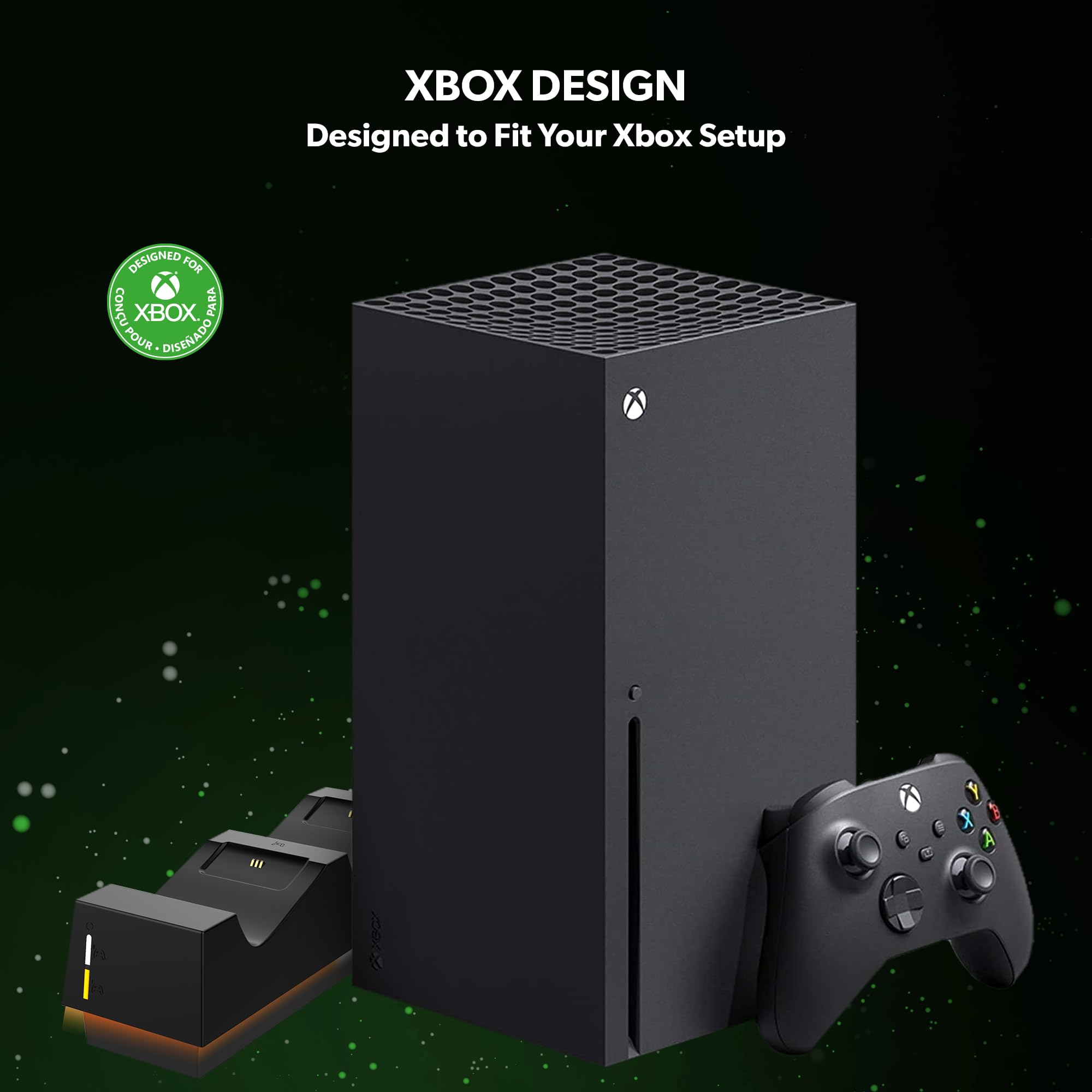 snakebyte TWIN: CHARGE SX – Nero – Stazione di ricarica rapida per controller Xbox Series S/X | con 2 batterie da 800 mAh | indicatore di stato della carica LED | design Xbox | porta USB | stazione di