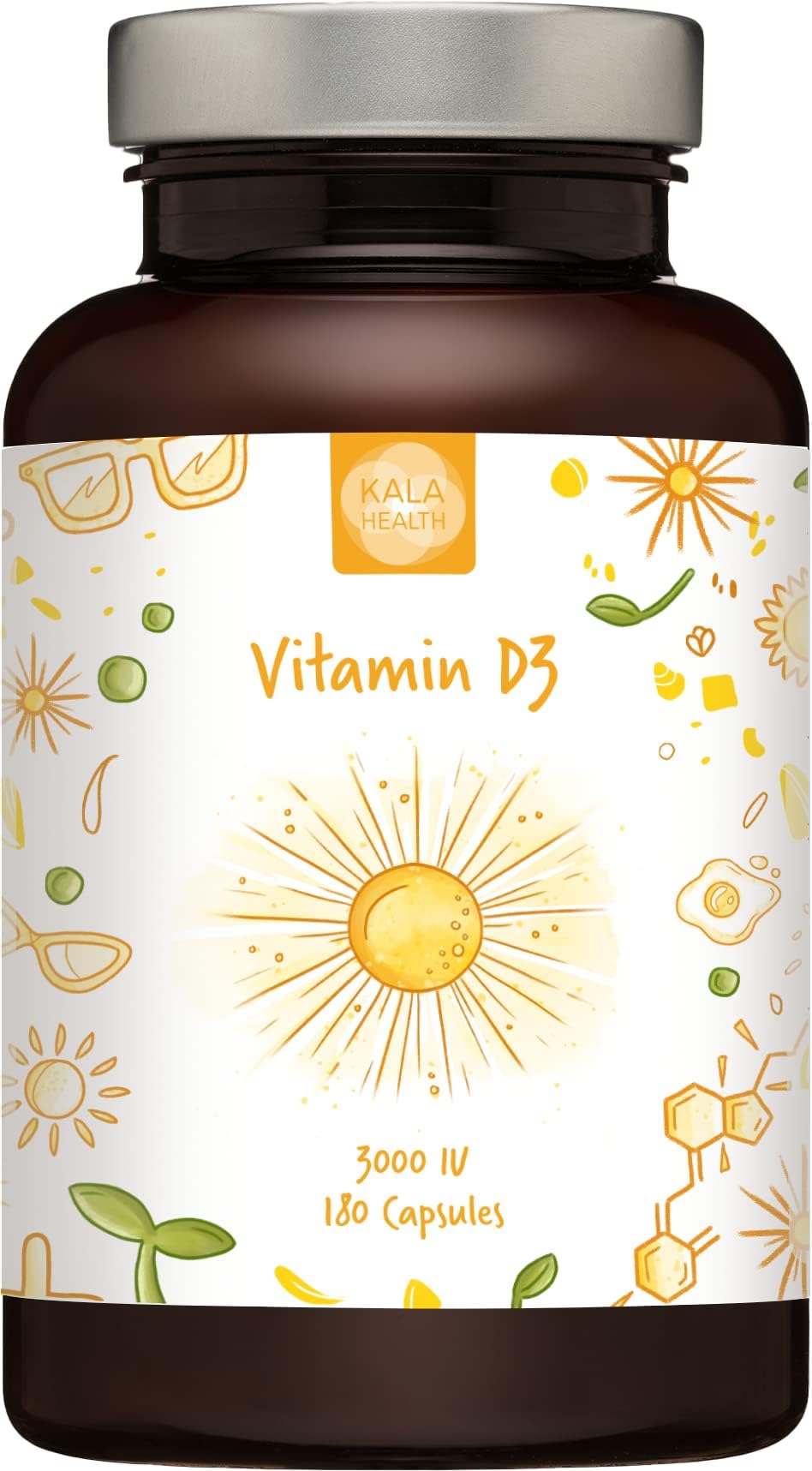 KALA HEALTHVitamin D 3,000 IU, Maximum Strength Vitamin D3 Supplement, 180 Small Easy Swallow Capsules