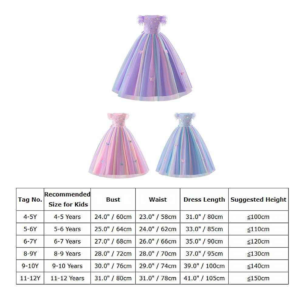 IBAKOM - Vestido 3D con lentejuelas y volantes de tul para niña, vestido de fiesta de cumpleaños, boda