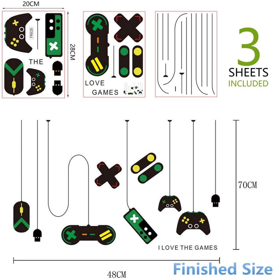 Boys Game Wall Stickers Removable Gaming Controller Wall Decals Bedroom Playroom Wall Decoration for Living Room Decor Art Mural for Men Teenager by RuiChy - Image 3