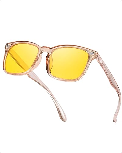 TJUTR Night Vision Driving Glasses for Men Women, Polarized Anti Glare Yellow Lens Glasses for Driving at Night Time TN2482