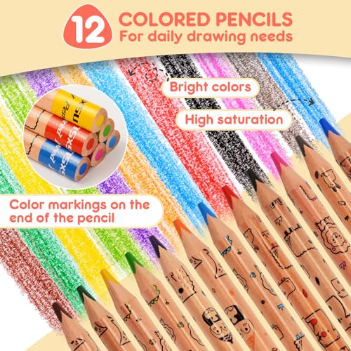 nsxsu 12 Jumbo Coloured Pencils for Kids Triangle Colouring Pencils, Thick Animals Pattern Colour Pencil Set Art Supplies - Image 3