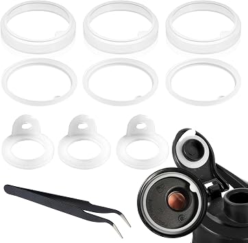 CIATBYYJ 10 Pcs Water Bottle Gasket Replacement, 9 Silicone Water Bottle Lid Covers with Tweezers Replacement Compatible with 24/32/40/64oz Lid Sealing O Rings Fit Straw Lids & Spout