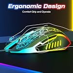 VersionTECH. Gaming Mouse Ergonomic Wired Computer Mouse with 7 Colors LED Backlight, 4 DPI Settings Up to 3600 DPI Compatible for Chromebook Windows 7/8/10/11 XP/Mac/Linux Gamer/Notebook/MacBook