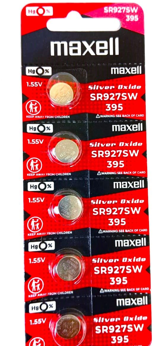 One (1) X Maxell 395 SR927SW SB-AP Silver Oxide Watch Battery 1.55v Blister Packed