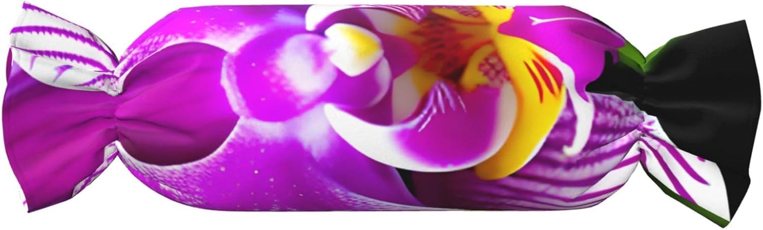 Orchid Flower Print Candy Cylindrical Comfortable Pillow Throw Pillows Home Decor Easy Maintenance
