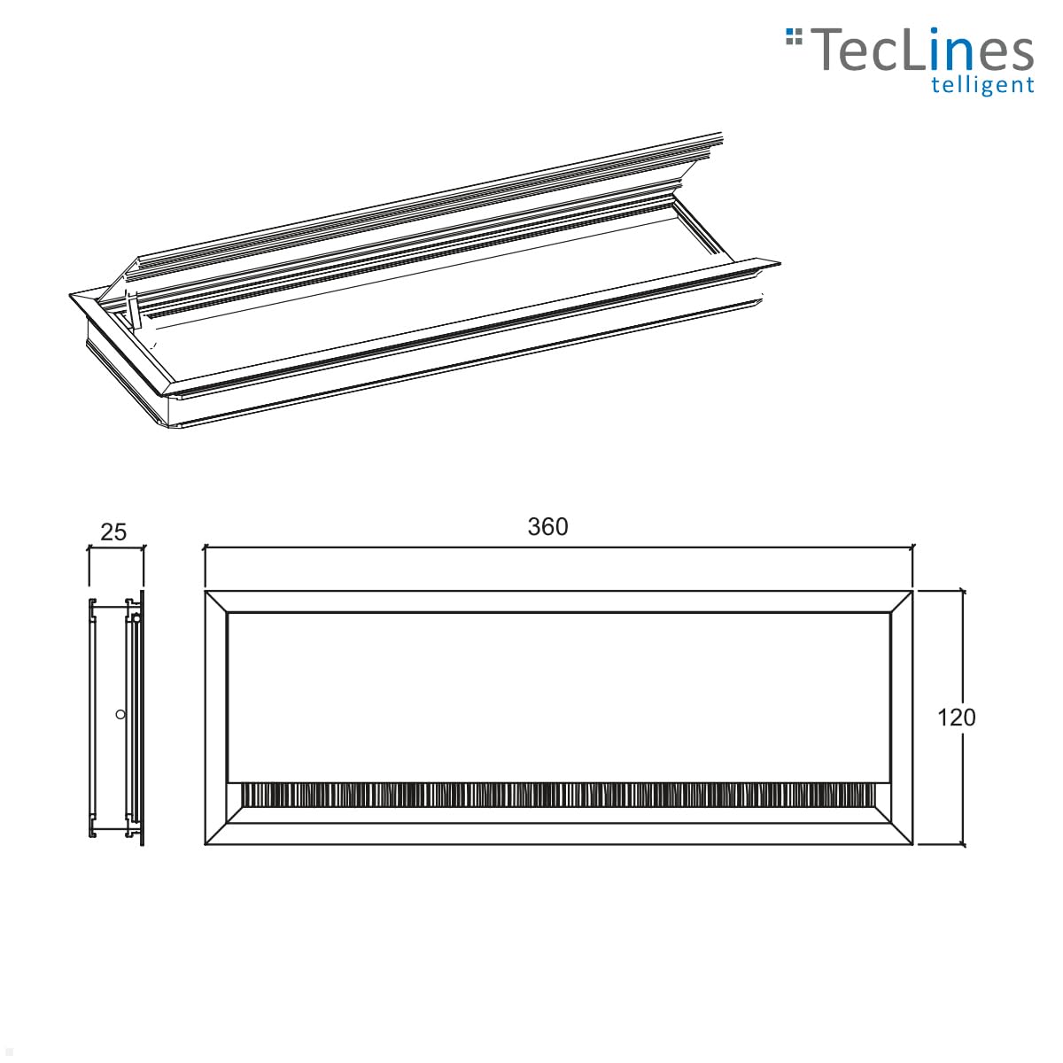 TKD015 Kabeldurchführung 120x360 mm mit Soft Close (schwarz), Kabeldose, Bürstendichtung, für mehrere Kabel