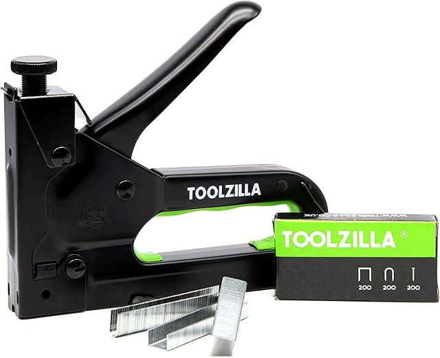 TOOLZILLA Heavy Duty Staple Gun & Staple Selection Pack - Professional Set with Multiple Usage as Staple Gun for Upholstery Work, Staple Gun for Wood - All Black Special Edition