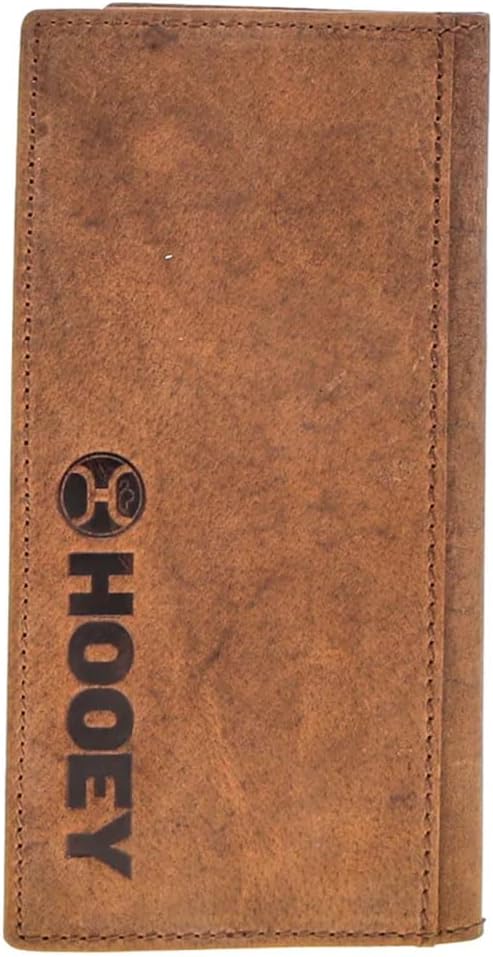 HOOEY Ranger Tan Leather Rodeo Wallet - Genuine Leather Tan Bifold with Embroidered Filigree Accents, 6 Card Slots, ID Window & Multiple Pockets - Western Wallet for Men