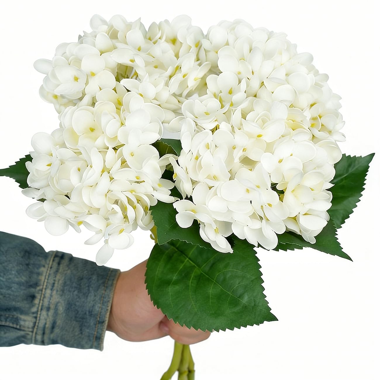 YELIKIT Hydrangea Flowers White Silk Artificial Flowers Plants Realistic Touch Bridal Wedding Bouquets for Flower Decoration Home Garden Party Office Decoration Pack of 4 โ image 1