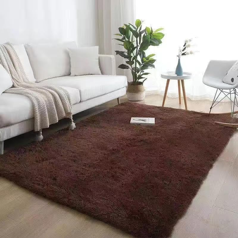 Super Soft Shaggy Living Room Area Rugs, Luxury High Pile Fluffy Modern Durable Thick Bedroom Rug, Washable Plush Carpet for Hallway Kids Room,Coffee,140×200cm