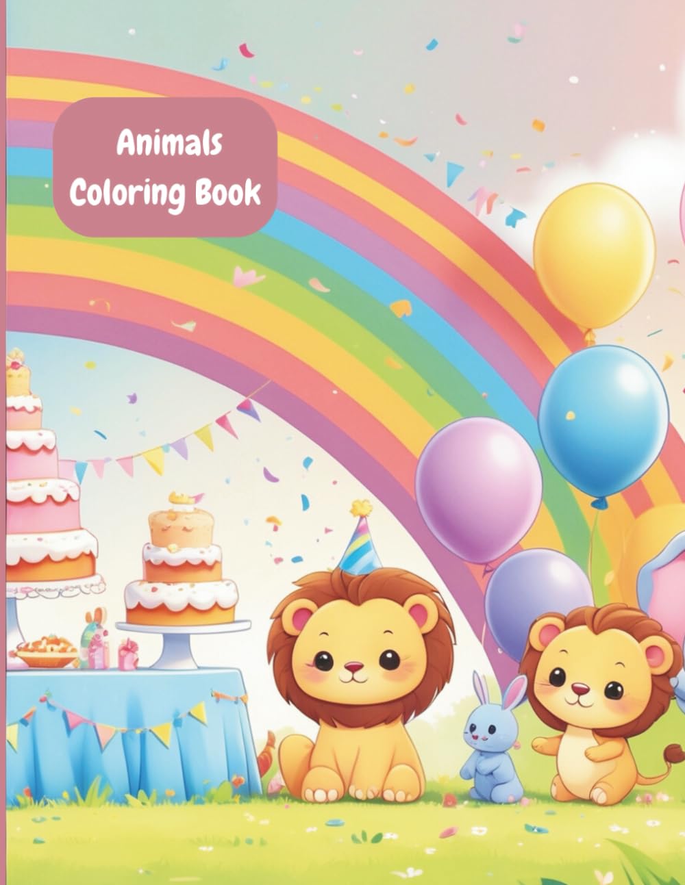 Animals Coloring Book: Fun and Easy Kawaii Coloring Pages for Kids | Cute Cats, Lions, Elephants, and More for Boys & Girls