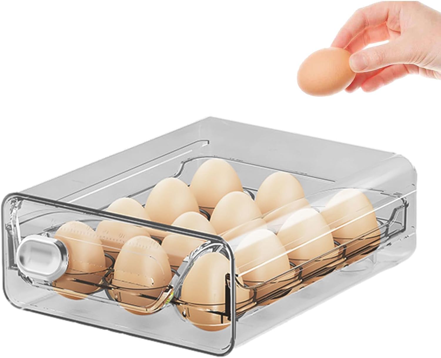 Home Storage Egg Container, Stackable Transparent Drawer Container,Egg Organizer for Apartment Kitchen Cupboard Shelf Outdoor Table Cooking Baking Holiday Birthday