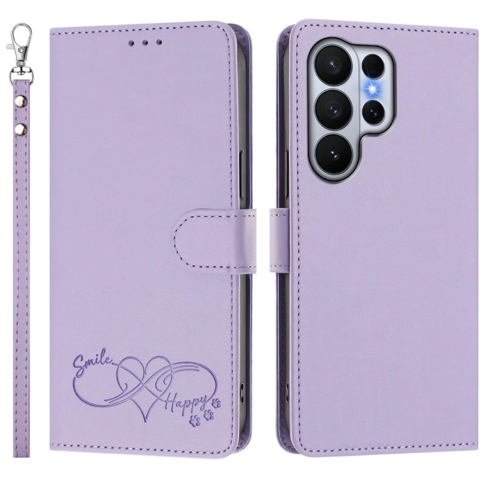 Generic Custodia compatibile con Samsung Galaxy A23 4G / 5G (colore viola chiaro) Custodia a portafoglio in pelle con chiusura magnetica, custodia a libro tinta unita, design semplice
