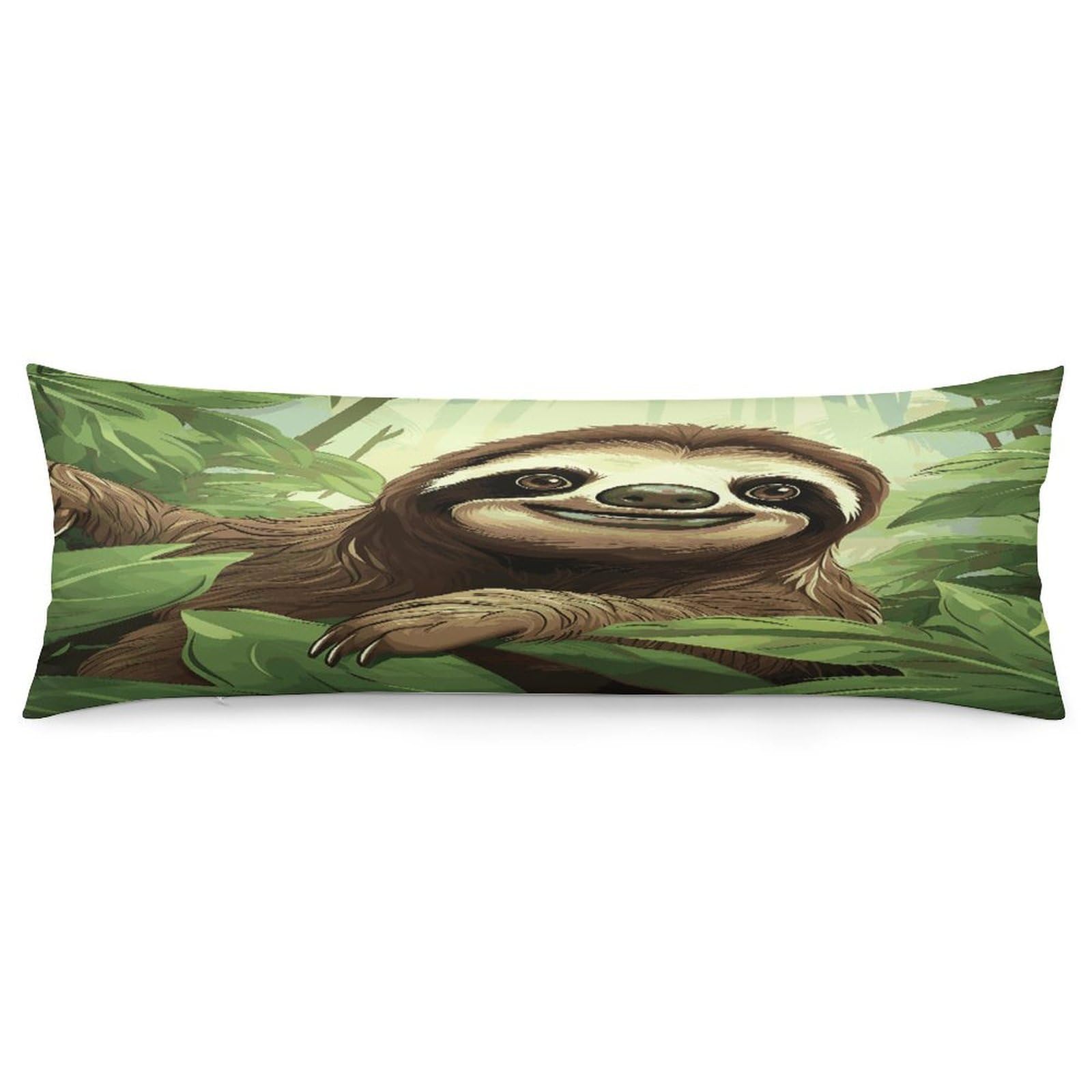 Sloths Background1 Throw Pillow Covers with Silent Zipper Polyester Pillow Protectors Removable Pillow Cases Soft Pillowcase Cozy Pillow Sham Cushion Cover for Sofa Car Bed 20"x54"