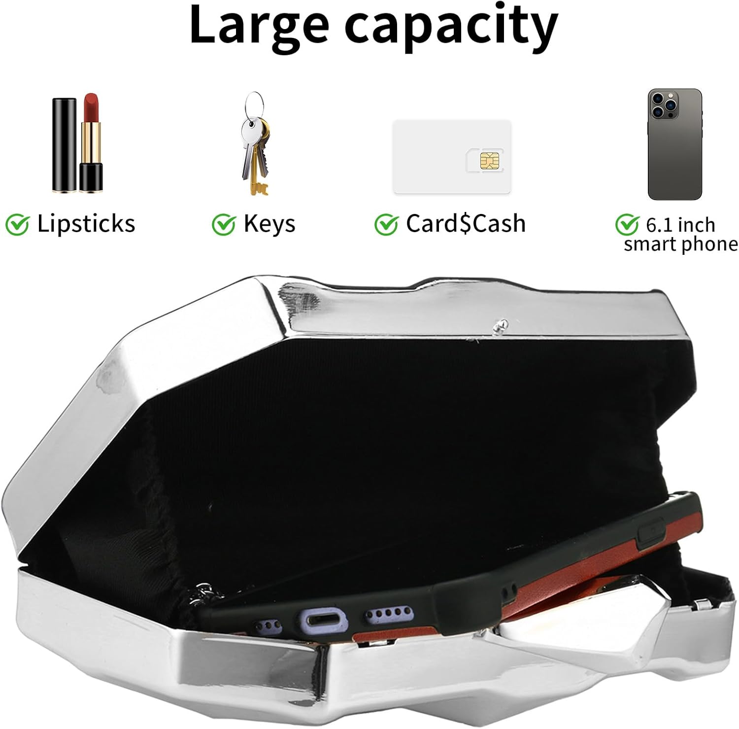 Ladies Vintage Clutch Purse Cocktail Wedding Party Evening Clutch Bag - Image 4