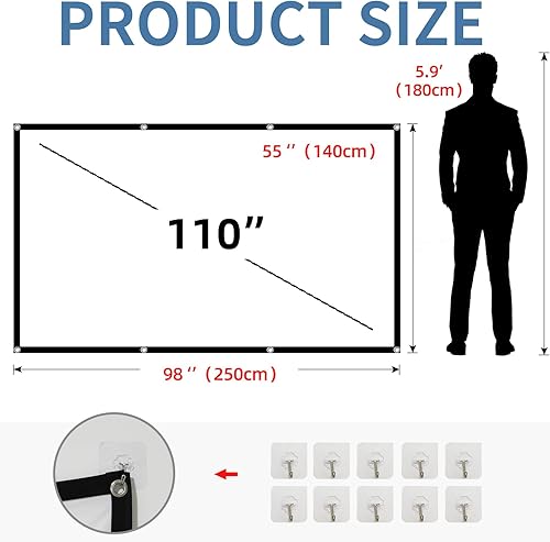 Miniatura 6 de Pantalla de proyector, pantalla de proyección frontal trasera 4K 169 HD, pantalla de proyección plegable, de doble cara, portátil, para interiores y