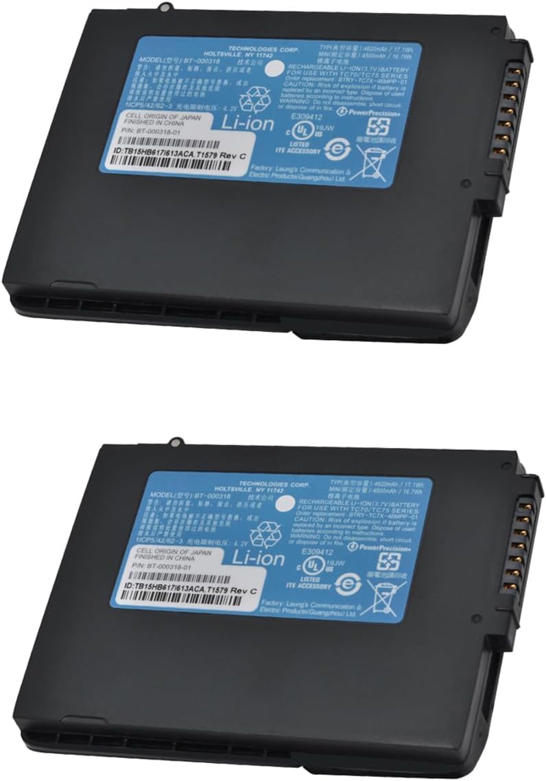 DGFTB 2-Pack BT-000318 Battery for Symbol Zebra TC77 TC70 TC72 TC75 TC70X TC75X TC720L TC75EK TC75AH TC75GK TC700H TC700K TC77HL,82-171249-01 82-171249-02 BTRY-TC7X-46MA2 4620mah Barcode Scanner