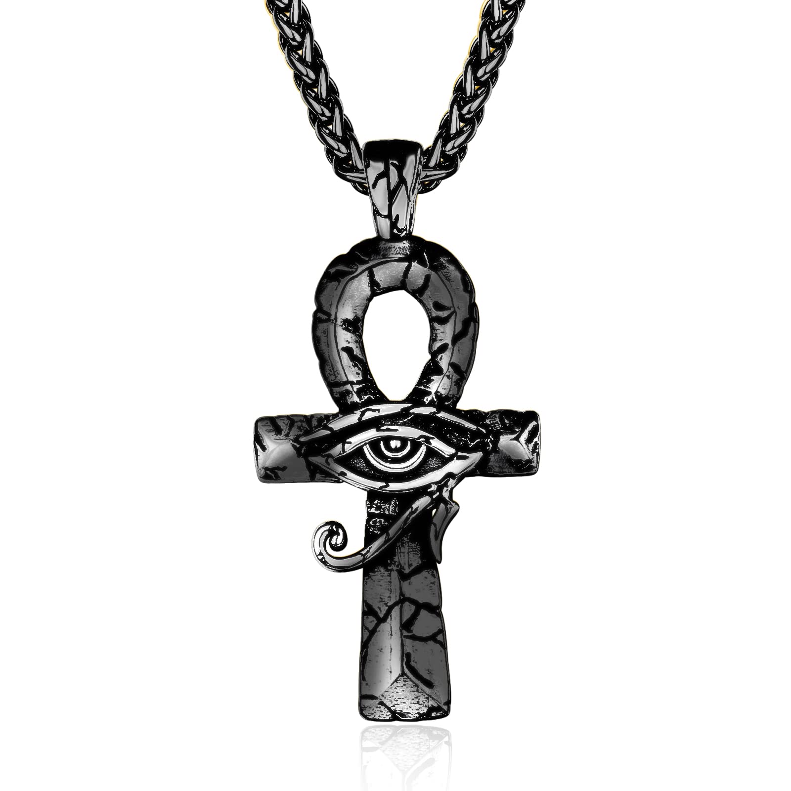 ADMETUS 925 Sterling Silver Coptic Ankh Cross Necklace, Protection Egyptian Jewelry Religious Gifts for Men with 2.5mm 22"+2" Chain