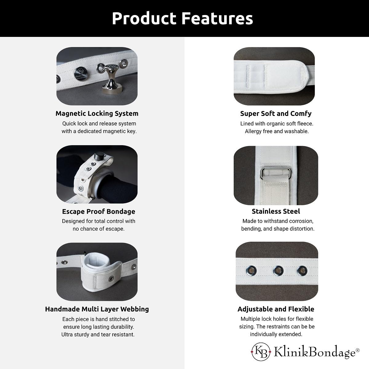 Bauchfessel Bondage-Set BDSM Fessel-Set I Bett-Fesseln - Premium Sexspielzeug I schwarz I handgefertigt aus Baumwolle I für alle Bett-Typen