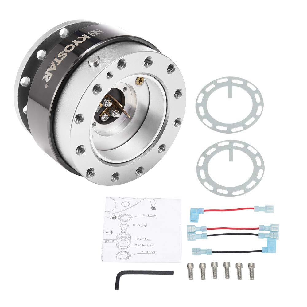 Kyostar Kit Boss con Adattatore Quick Release per Volante in Titanio e Nabe in Alluminio (Argento)