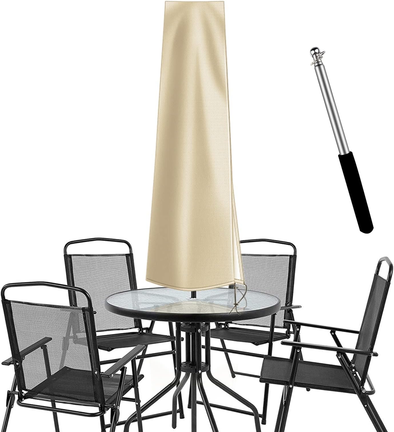 Dafire Patio Umbrella Cover for 7FT to 9FT Patio Umbrellas,1.7m Parasol Covers (Khaki 420D),Oxford Fabric Waterproof Market Umbrella Cover with Zip,Parasol Covers for Outdoor Umbrellas with Rod