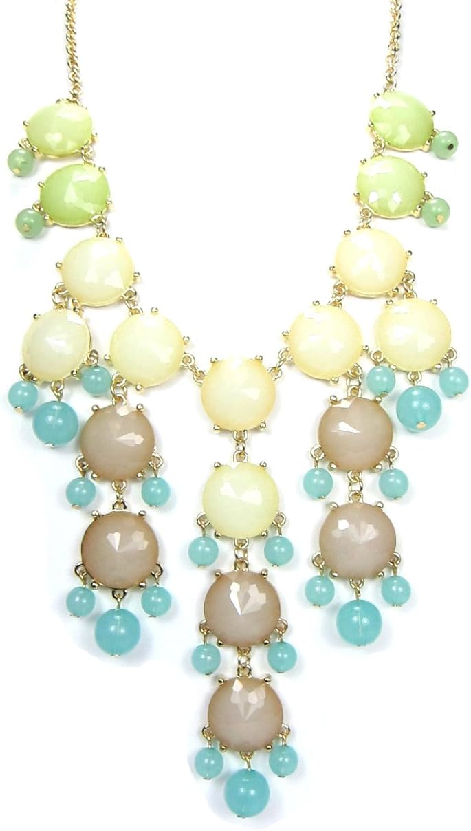 New Fashion Trendy Small Clear Tri Color Turquoise Statement Bubble Necklace Set